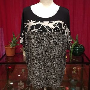 Dana Buchman Black & White Print Tunic Size XL
